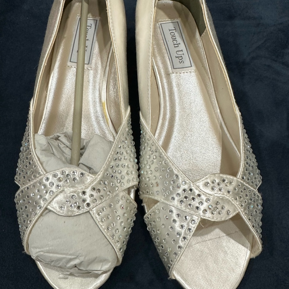 Touch Ups Cream Heels with Pearl Embellishments